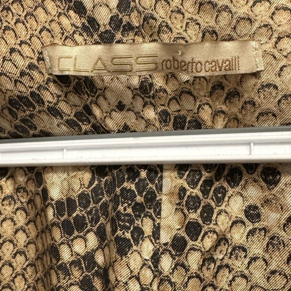 CLASS ROBERTO CAVALLI Womens Hooded Car Utility Coat Crinkled Wool Brown Gray 8 - Picture 14 of 15